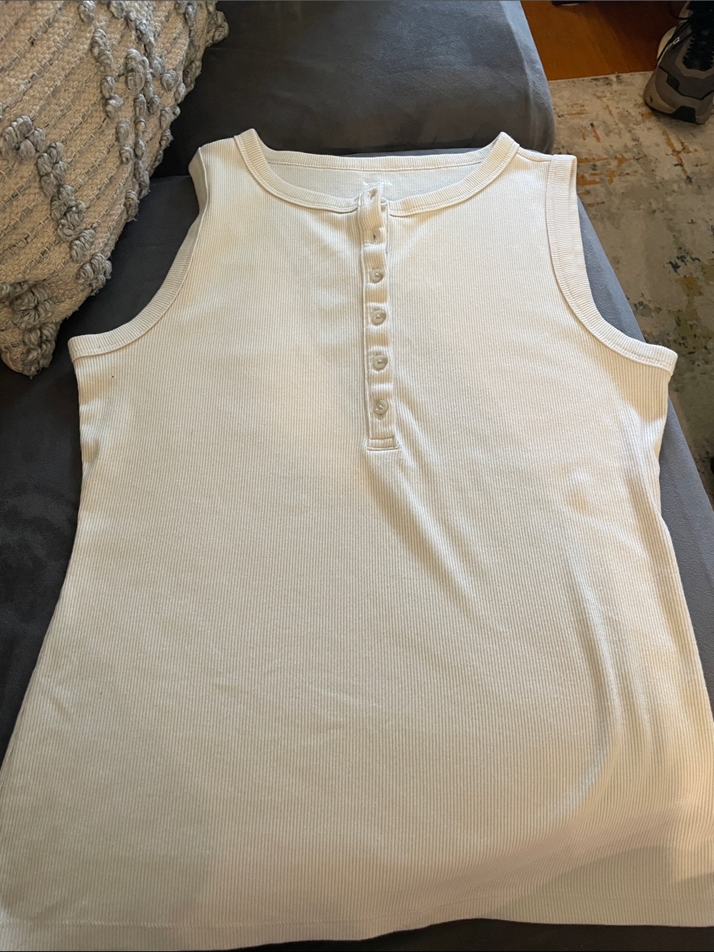 Sonoma Cream Ribbed Henley Tank Top for Kids